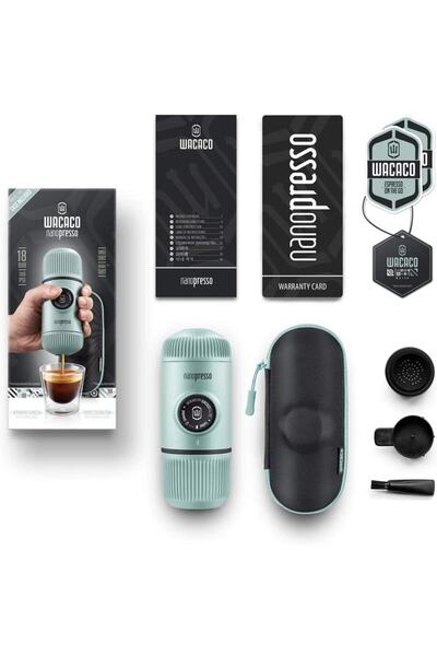 Wacaco Nanopresso Manuel Espresso Makinesi, Buz Mavisi & Pedrini Süt Köpürtücü 0,5 Lt