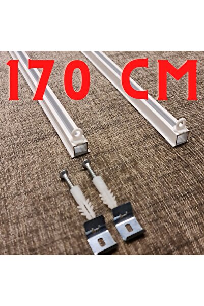 GARDINESTAN JUNG CFO GmbH Tek Kanallı Beyaz Alüminyum Ray (tekli Korniş)+metal Portray (otel,balkon,ev,kabin,duş Ve Çok Yönlü)