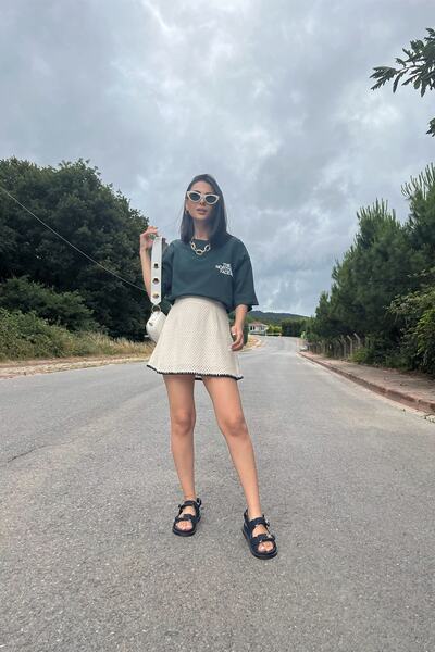 Seda Yalçın Atelier Natural Knitted Stitching Skirt