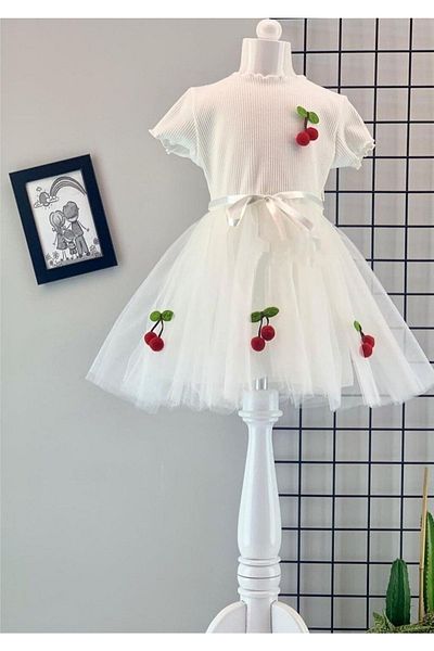 Leylamok Rochie tutu pentru fetiță alb cireș 2 ani, 2b Tkm 1027