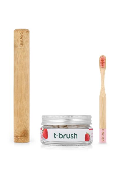TBRUSH T-brush - Çocuk Doğal Diş Bakım Seti - Pembe- Large