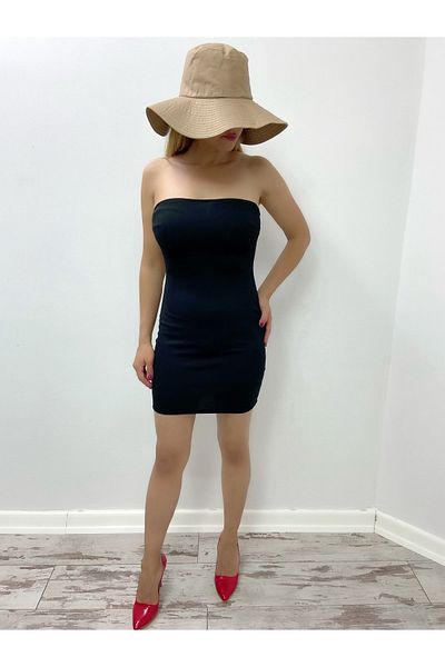 Secret Passion Lingerie Ευέλικτο κρεπ ύφασμα στράπλες μαύρο μίνι βραδινό φόρεμα και φόρεμα επιχείρησης 059