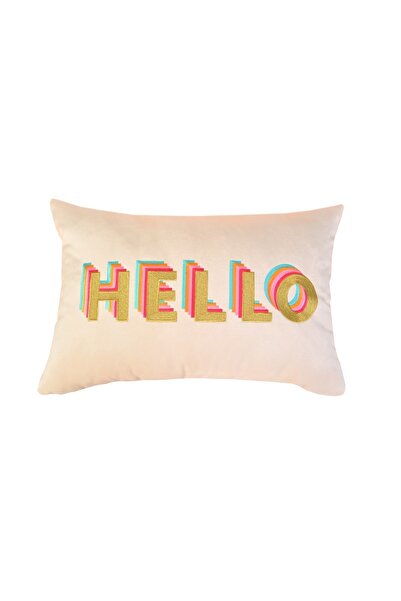 ge living Hello Desenli Rainbow Serisi Dekoratif Kırlent Kılıfı