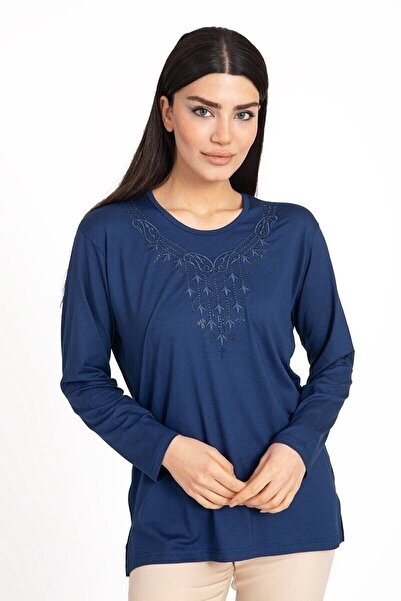 NOBLE STORE Γυναικεία Βαμβακερή Μπλούζα με Λεπτομέρεια Πέτο