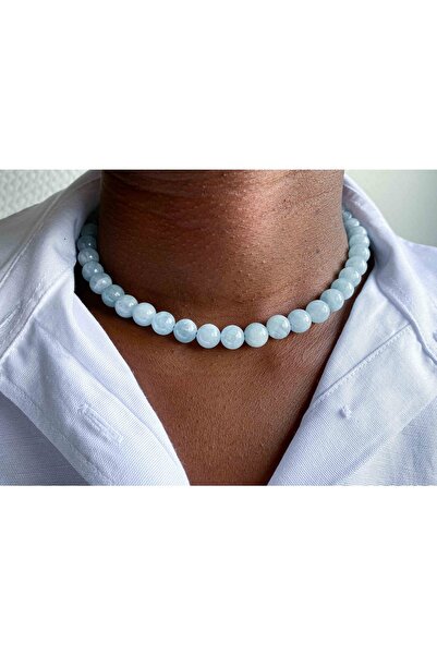 Mucize Taş Akuamarin Doğaltaş Kolye 8 Mm