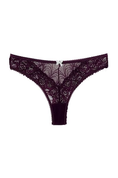 HNX Purple Stone and Tulle Detailed Lace Thong Women's Panties