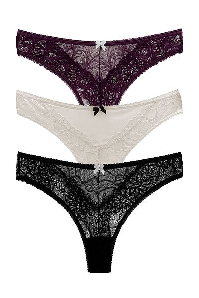 HNX 3-Piece Lace Thong Women's Panties