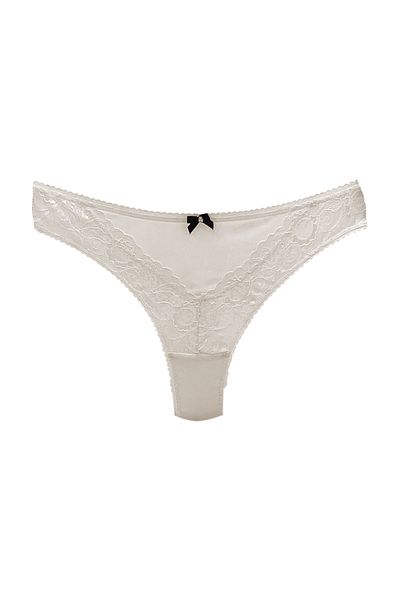 HNX Ecru Stone and Tulle Detailed Lace Thong Women's Panties