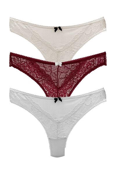 HNX 3-Piece Lace Thong Women's Panties