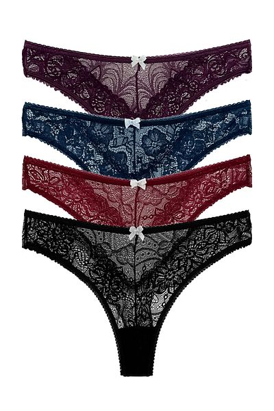 HNX 4-Piece Lace Thong Women's Panties