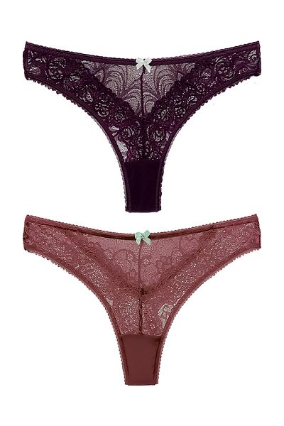 HNX 2-Piece Lace Thong Women's Panties