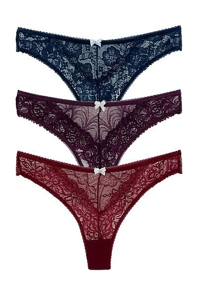 HNX 3-Piece Lace Thong Women's Panties