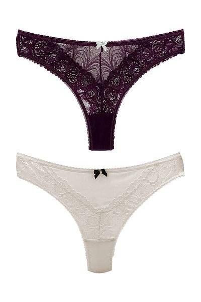 HNX 2-Piece Lace Thong Women's Panties