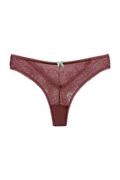 HNX Mink Stone and Tulle Detailed Lace Thong Women's Panties