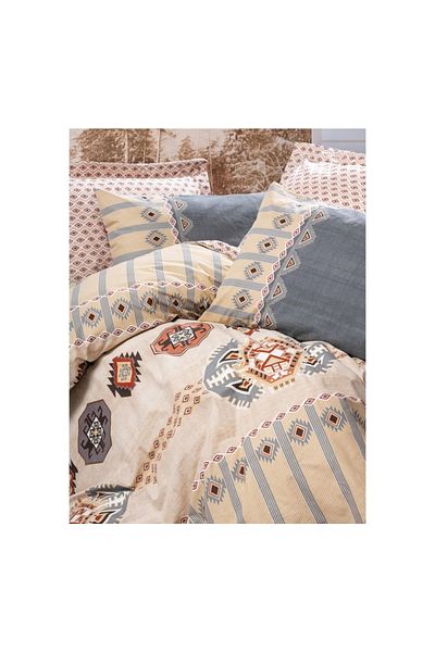 Cotton Box Ethnic Σετ Παπλωματοθήκη Μονή Dakota Grey