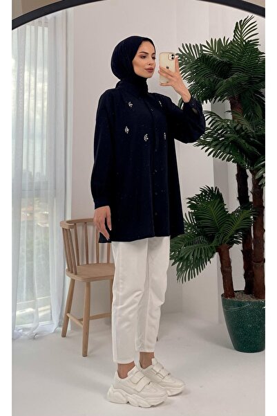 Basicpark Palu Stone Embroidered Woven Black Shirt