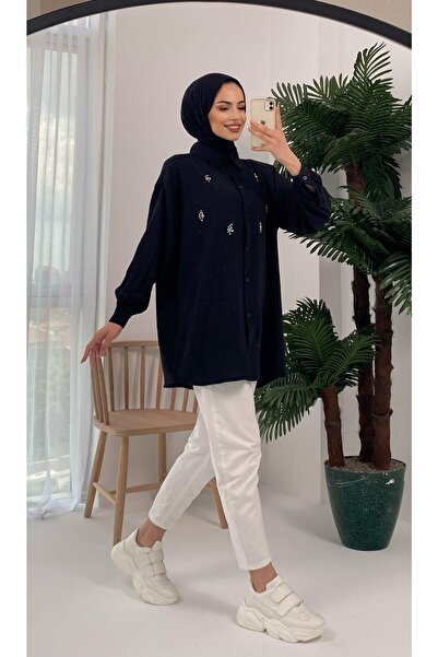 Basicpark Palu Stone Embroidered Woven Black Shirt