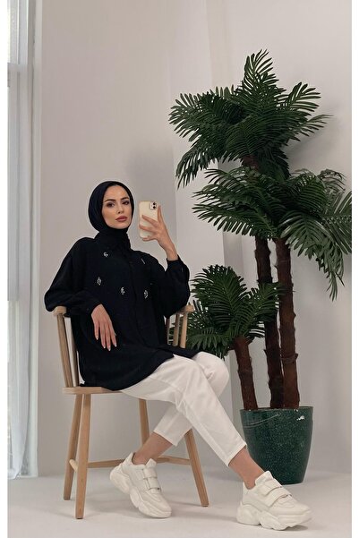 Basicpark Palu Stone Embroidered Woven Black Shirt