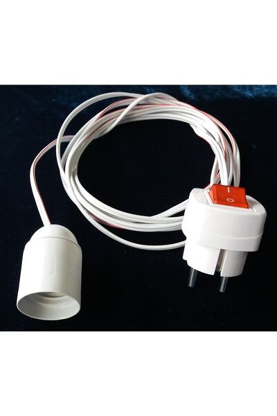Elektrikçim Işıklı Anahtarlı Erkek Fişli, E 27 Duylu, 5 Metrelik Uzatma Kablosu