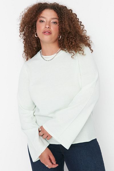 Trendyol Curve Light Mint Spanish Sleeve Knitwear Sweater TBBAW23AN00034