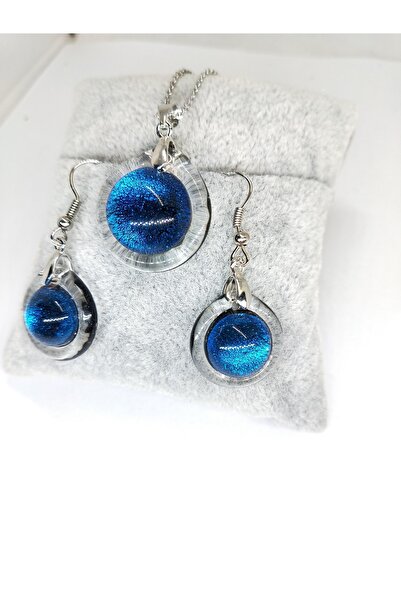 Atölye Şems Murano Cam Özel Tasarım Italyan Set Küpe Ve Kolye