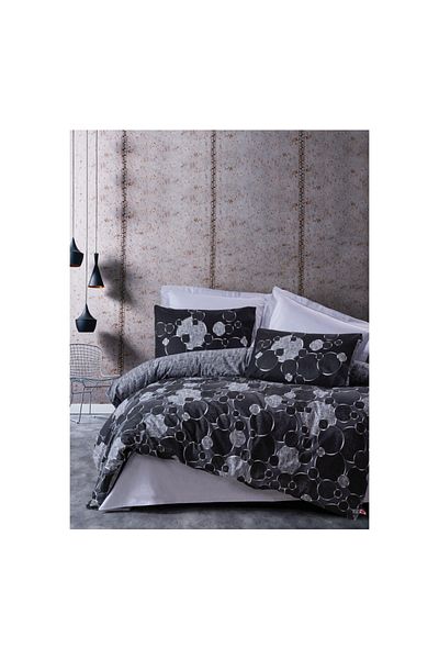 Cotton Box Dark Single Duvet Cover Set Round-grey