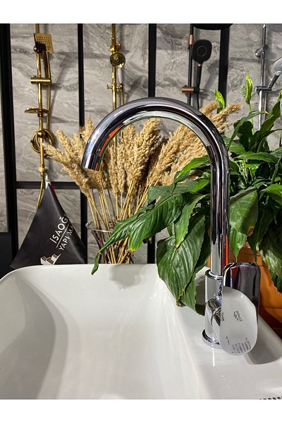 İSAOĞLU YAPI Chrome Silver Diamond Design Kitchen Faucet Sink Tap Kitchen Faucet
