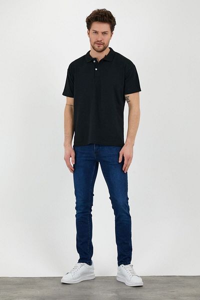 Beybun boutique Μαύρο στενό/λεπτό μπλουζάκι πόλο με λαιμόκοψη