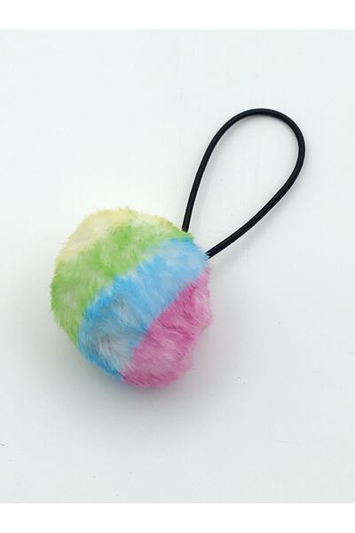 PAKER GİYİM Catarame de cauciuc pentru păr cu pompon de pluș colorat