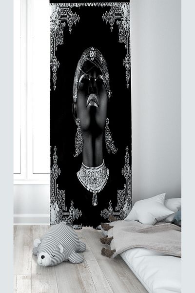 on the clouds Black Women's Patterned Digital Printing Washable Baby Kids Room Background Curtain