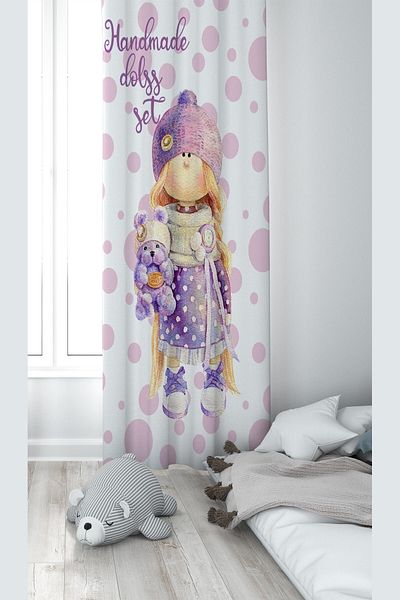 on the clouds White Girl Patterned Digital Printing Washable Baby Kids Room Background Curtain