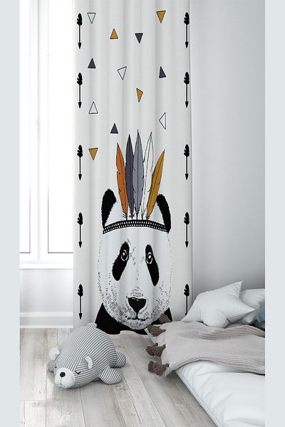 on the clouds Cortina de fundal pentru cameră pentru copii, lavabilă, imprimare digitală cu model panda alb