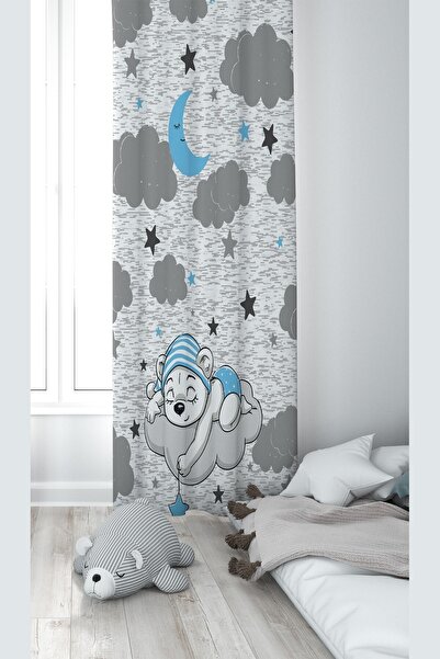 Pelangi ستارة خلفية لغرفة الأطفال قابلة للغسل بطباعة رقمية بنمط الدب النائم ع...