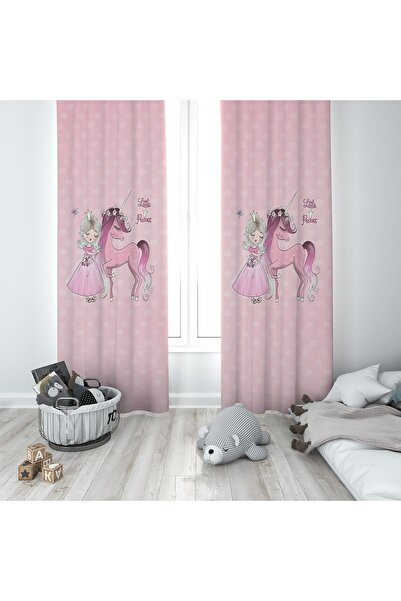 Pelangi Pembe Unicorn Ve Prenses Desenli Dijital Baskı Yıkanabilir Bebek Çocu...