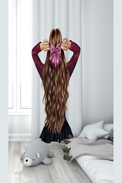 Pelangi Beyaz Fon Kırmızı Elbiseli Kız Desenli Dijital Baskı Yıkanabilir Bebe...