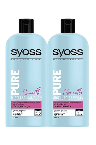 Syoss 550ml X 2 Set Pure Smooth Micellar Shampoo - Hnkl.374