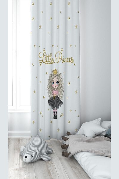 linazaitun Little Princess Girl Patterned Digital Printing Washable Baby Kids Room Background Curtain