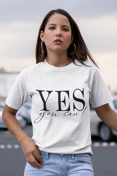 SUNFREE Σλόγκαν Ναι Τυπωμένο Oversize Λευκό T-shirt