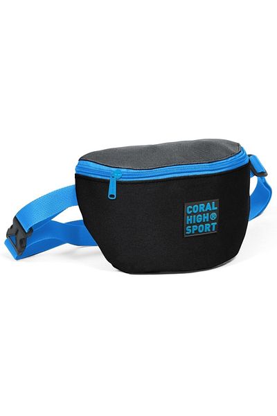 Coral High Sport Black-blue Two Compartment Waist Bag