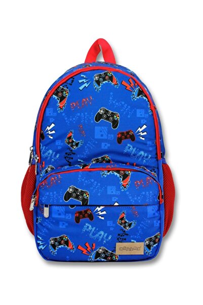 Cennec Blue Red Boy's Primary School Bag - Game Console - Four Compartments