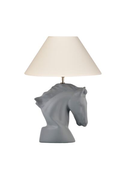 Yalılı Seramik At Seramik Gri Abajur