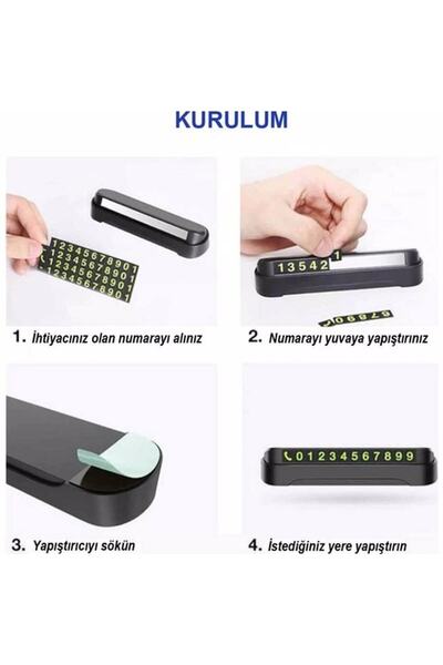 CKV CENTER Araç Parktel Numaratör Oto Telefon Park Numaratörü Ön Cam Torpido Numaratör
