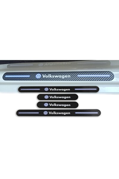 Aksefuar Lazer Volkswagen Caddy Uyumlu Carbon Kapı Eşiği 4'lü Set Kırılmaz