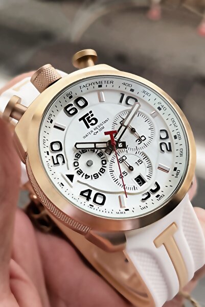 T5 Saat Erkek Kol Saati 3 Atm Su Geçirmez Beyaz Renk Silikon Kordon Bileklik Hediyeli Elg930