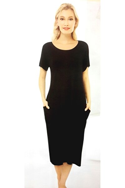 birsen içgiyim Combed Cotton Large Size Dress with Pockets