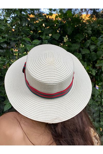 laviyonsa Design Colorful Ribbon Beige Gondola Hat