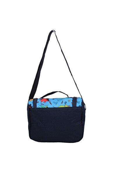 Bagacar Дитячий чоловічий синій рюкзак з пеналом та набором для харчування з мотивом динозаврів