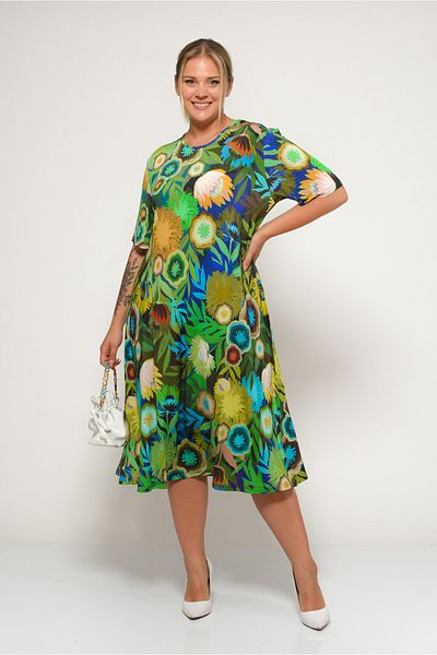 TUSSE Plus Women's Print Sandy Short Sleeve Oversize Dress