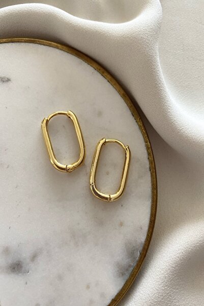 gaila design Oval Dikdörtgen Altın Kaplama Küpe
