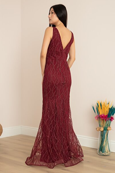 PULLIMM V Yaka Uzun Elbise 13386